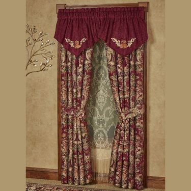 Tosca Embroidered Ascot Valance Burgundy 40 x 21Image