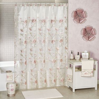 Dublin Rose II Sheer Shower Curtain Ecru 72 x 72Image
