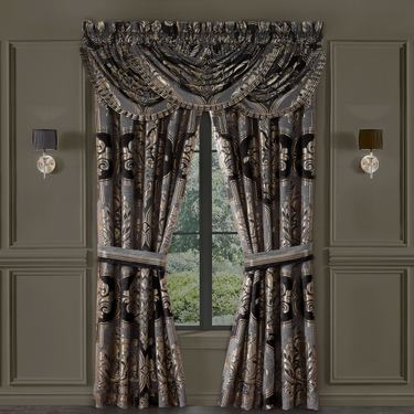 Savoy Wide Tailored Curtain Pair Black 100 x 84Image
