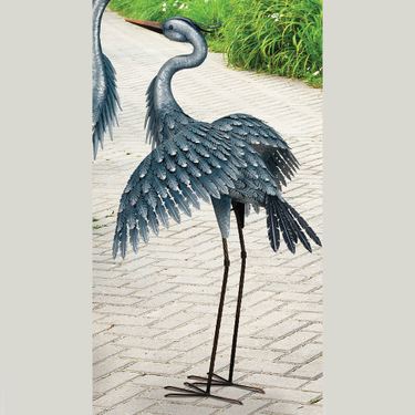 Grand Blue Heron Wings Out SculptureImage