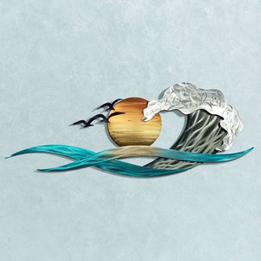 Blazing Sun and Waves Wall Art Multi BrightImage