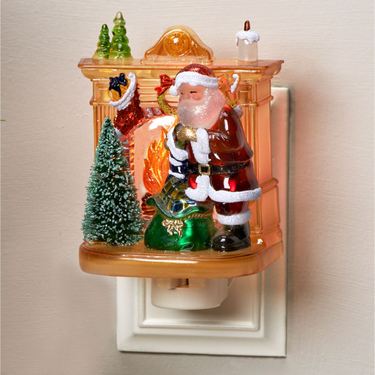 Santa by Fireplace Nightlight Multi WarmImage