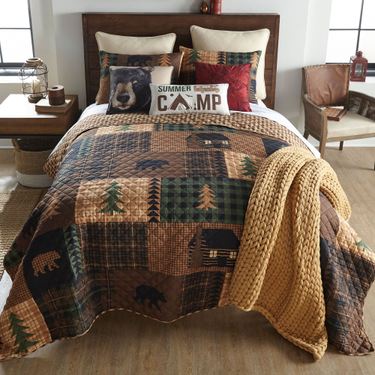 Brown Bear Cabin Mini Quilt Set Multi WarmImage