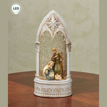 Holy Night LED Water Church Table Accent Antique WhiteImage