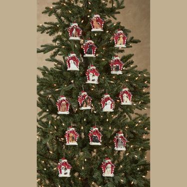 Beagle Dog with House Christmas Ornament RedImage