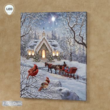 A Christmas Journey Lighted Canvas Wall Art BlueImage