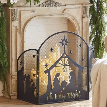 Nativity Fireplace Screen BlackImage
