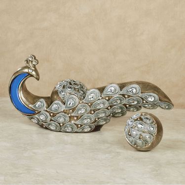 Feathered Splendor Peacock Bowl with Orbs Blue Set of ThreeImage