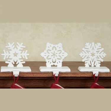 Snowflake Stocking Holders White Set of ThreeImage