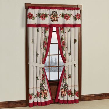 Holiday Bells Curtain Pair Red 84 x 84Image