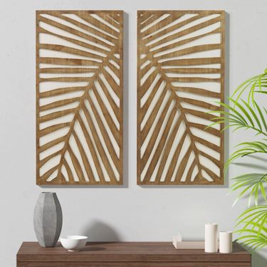 Birch Palm Wall Art Panels Multi Earth Set of TwoImage