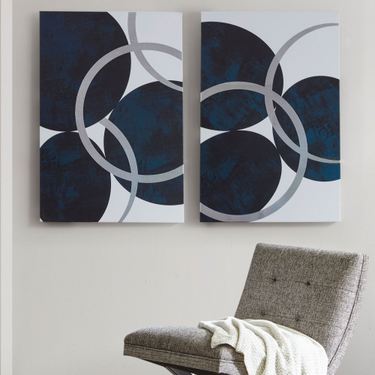 Metro Circles Canvas Wall Art Navy 2 Piece SetImage