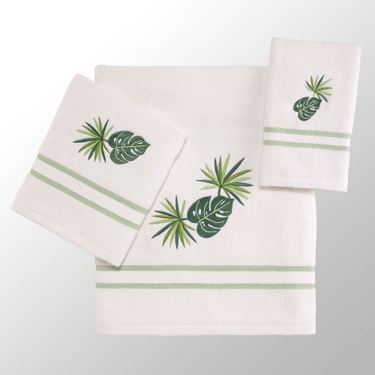 Viva Palm Bath Towel Set Green Bath Hand FingertipImage