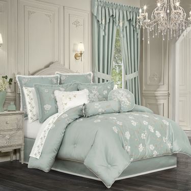 Spring Garden Embroidered Comforter Set Aqua MistImage