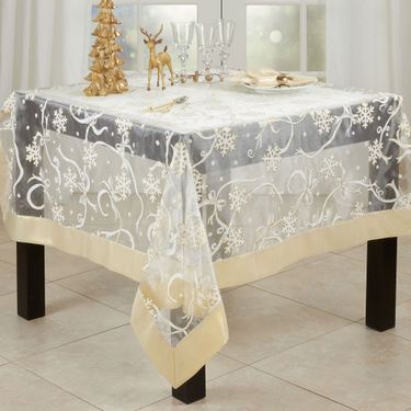 Snowflake Gala Tablecloth GoldImage