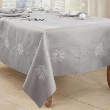Shimmer Snowflake Oblong Tablecloth SilverImage