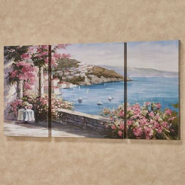 Romantic Hideaway Triptych Canvas Wall Art Multi Pastel Set of ThreeImage