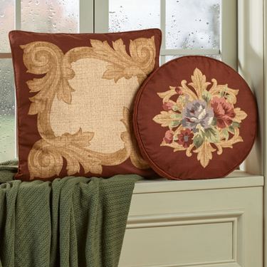 Savonnerie Piped Pillow Cordovan RoundImage
