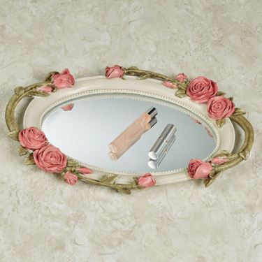 Pink Rose Melody Mirrored Vanity TrayImage