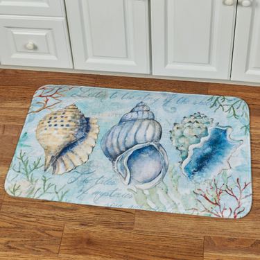 Sketchbook Shells Memory Foam Cushioned Mat Blue 34 x 21Image