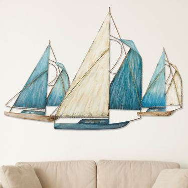 Sailboat Wall Sculpture BlueImage