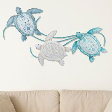Sea Turtle Trio Wall Art BlueImage