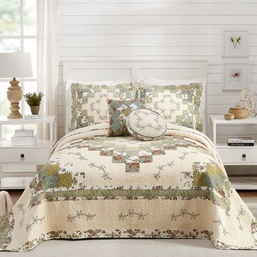 Olivia Patchwork Bedspread Multi WarmImage
