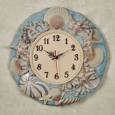 By the Sea Wall Clock BlueImage