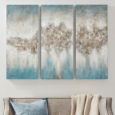 Alwyn Triptych Canvas Wall Art Blue Set of ThreeImage