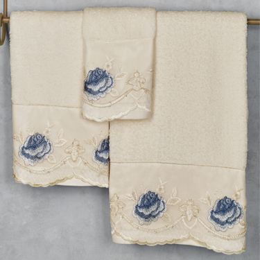 Blossom Rose Bath Towel Set Light Cream Bath Hand WashImage