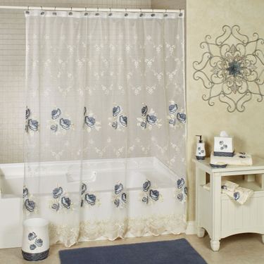 Blossom Rose Sheer Shower Curtain Blue 70 x 72Image
