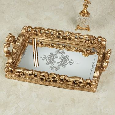 Elisa Mirrored Vanity Tray Aged GoldImage