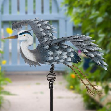 Heron Bouncie Outdoor Sculpture GrayImage