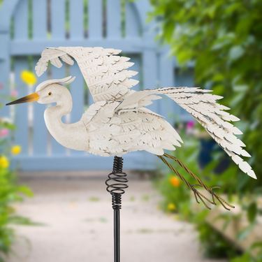 Egret Bouncie Outdoor Sculpture WhiteImage