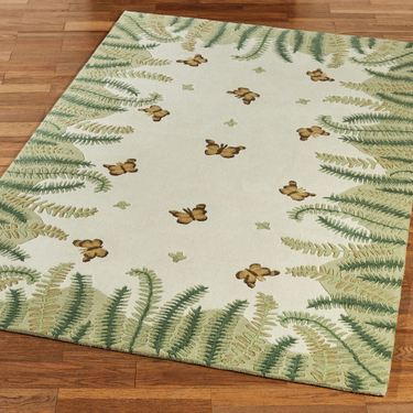 Botanical Butterfly Rectangle Rug SageImage