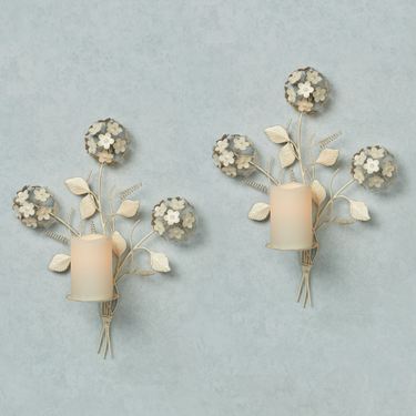 Hydrangea Wall Sconce Pair Creamy GoldImage