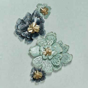 Grand Allure Floral Wall Art Blue Set of TwoImage