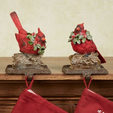 Christmas Cardinal Stocking Holders Red Set of TwoImage