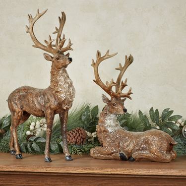 Reindeer Friends Sculptures Brown Set of TwoImage