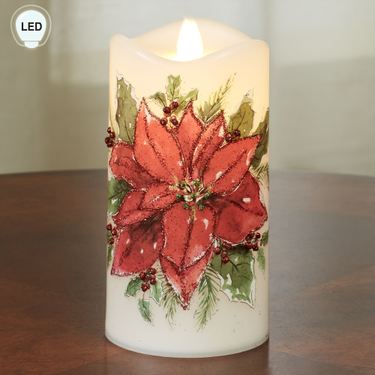 Poinsettia LED Candle RedImage
