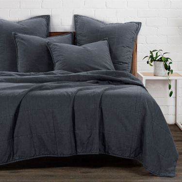 Stonewashed Cotton Mini Coverlet Set CharcoalImage