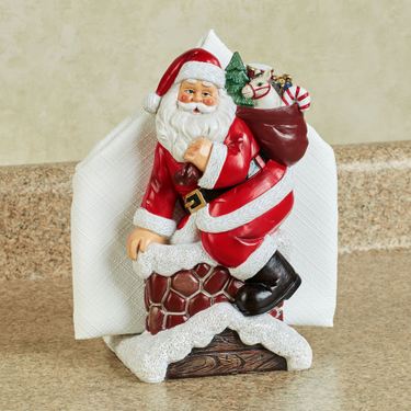 Santa Claus Down the Chimney Napkin Holder RedImage