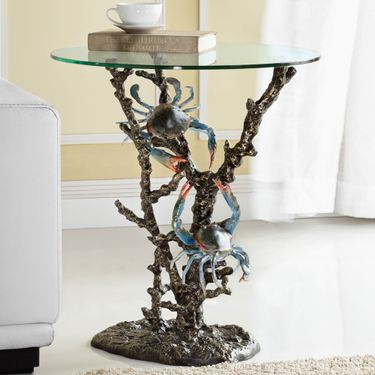 Crab Art Accent Table BlueImage