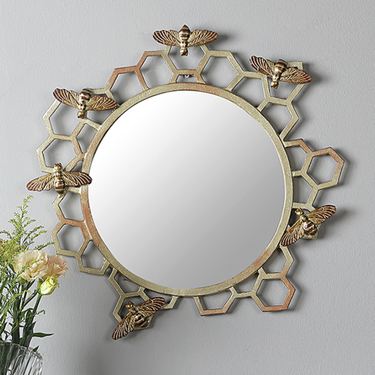 Honeycomb and Bee Wall Mirror Light GoldImage