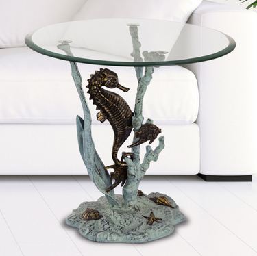 Seahorse Art Accent Table Antique BronzeImage
