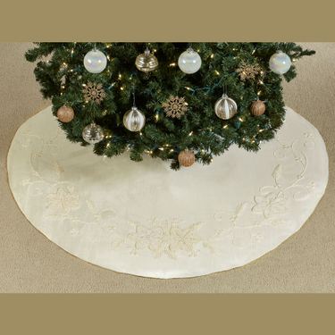 Beaded Christmas Tree Skirt IvoryImage