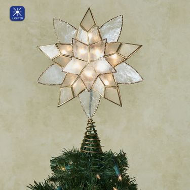 Christmas Capiz Lighted Tree Topper IvoryImage