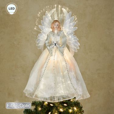 Serenity Angel Lighted Tree Topper IvoryImage