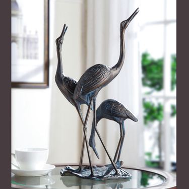 Crane Family Table Sculpture BronzeImage