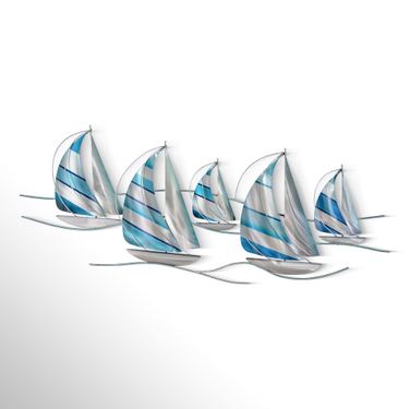 Sailboat Regatta Wall Art Silver/BlueImage
